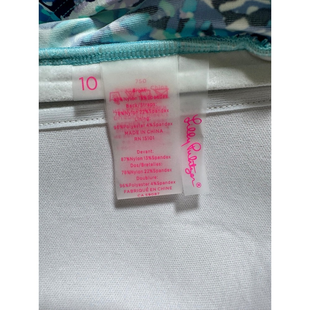 Lilly Pulitzer Bandeau Bikini Top Strapless Swimwear Blue Print Size 10 - Picture 5 of 6
